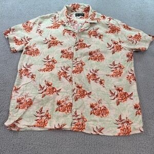 Original Use Shirt Men's Large 46x28 Multicolor Floral Hawaiian Linen/ Cotton
